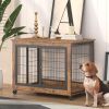Furniture Dog Cage Crate with Double Doors(Rustic Brown; 38.58''W*25.2''D*27.17''H) - Rustic Brown