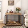 Furniture Dog Cage Crate with Double Doors(Rustic Brown; 38.58''W*25.2''D*27.17''H) - Rustic Brown